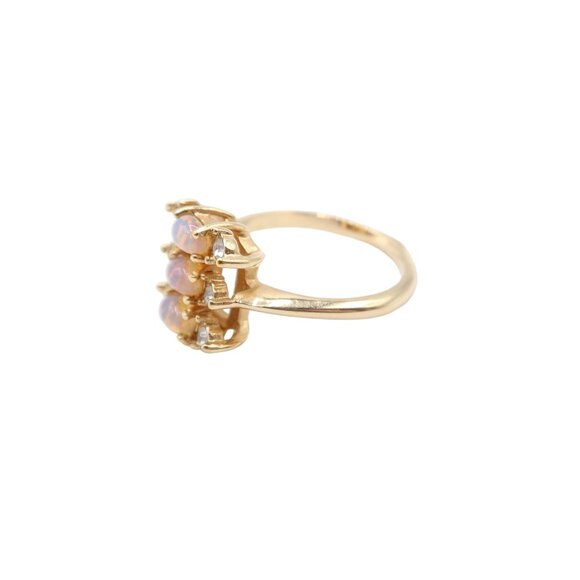 Vintage AVON Faux Opal & Rhinestone Cocktail Statement Gold Tone Ring Size 6.75 - Picture 2 of 8